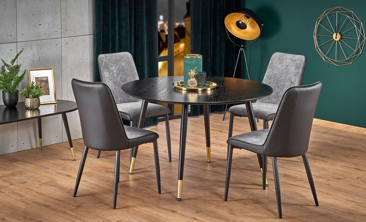 Produkt Okrągły czarny stół z krzesłami - Omaro