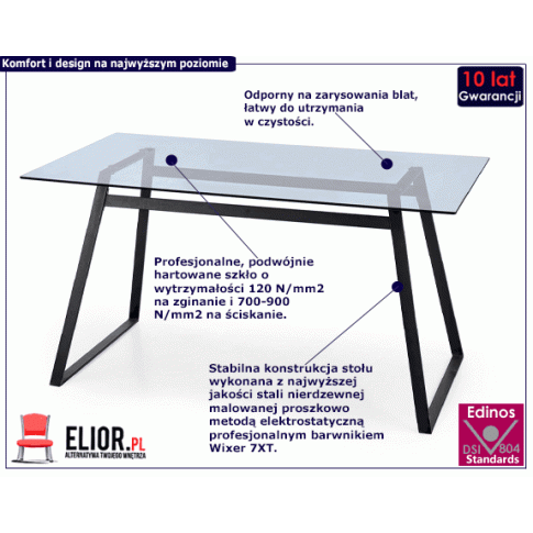 Fotografia Loftowy szklany stół Aliya - czarny z kategorii Stoły