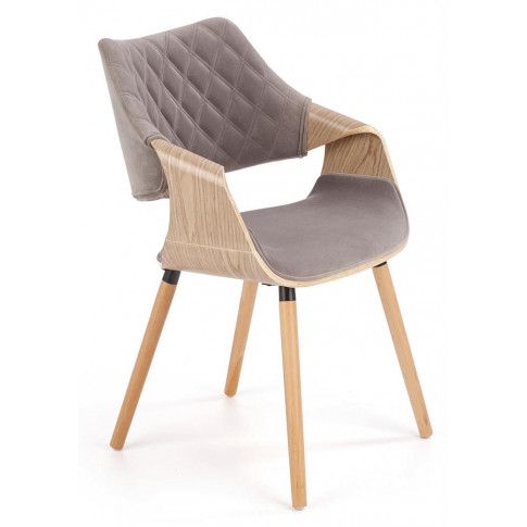 Zdjęcie produktu Krzesło gięte Ton z podłokietnikami Bento - popielaty + jasny dąb.