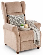 Beżowy rozkładany fotel uszak wypoczynkowy - Nika w sklepie Edinos.pl