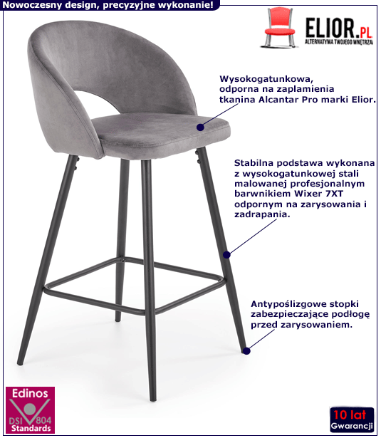 Szary nowoczesny hoker do jadalni Apuss