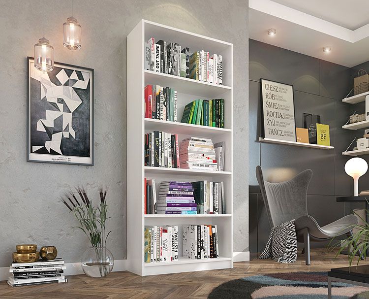 Biała biblioteczka na książki Nidan 4X