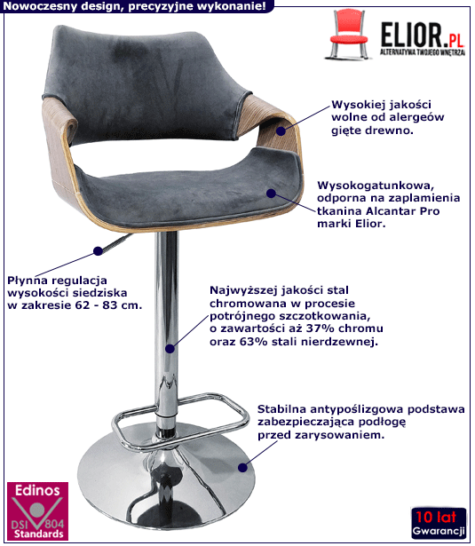 Nowoczesny popielaty hoker Adras