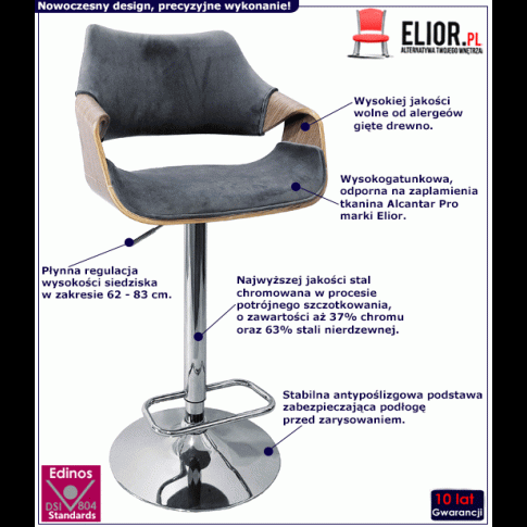 Fotografia Nowoczesny hoker Adras - Popielaty z kategorii Kuchnia i jadalnia