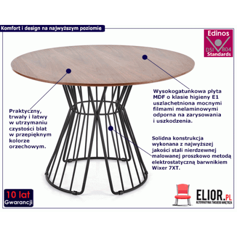 Fotografia Industrialny okrągły stół Boferi - orzechowy z kategorii Stoły