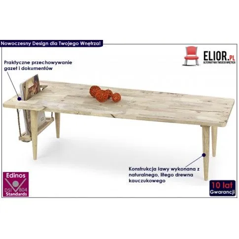 Fotografia Drewniana ława z gazetownikiem Doly z kategorii Ławy i stoliki