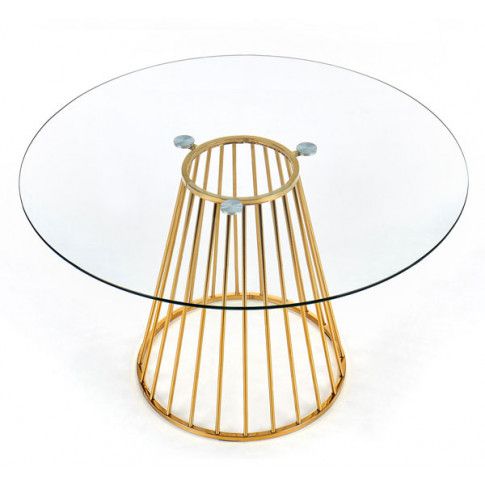 Szczegółowe zdjęcie nr 5 produktu Okrągły szklany stół glamour Golden - złoty