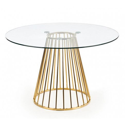 Zdjęcie produktu Okrągły szklany stół glamour Golden - złoty.