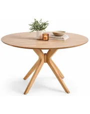 Okrągły stół minimalistyczny w kolorze dębowym - Froser w sklepie Edinos.pl