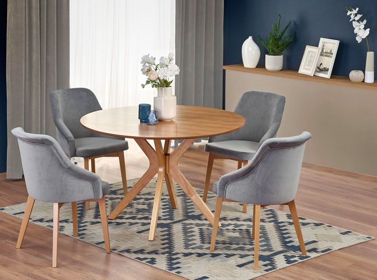 Produkt Okrągły stół minimalistyczny w kolorze dębowym - Froser - zdjęcie numer 2