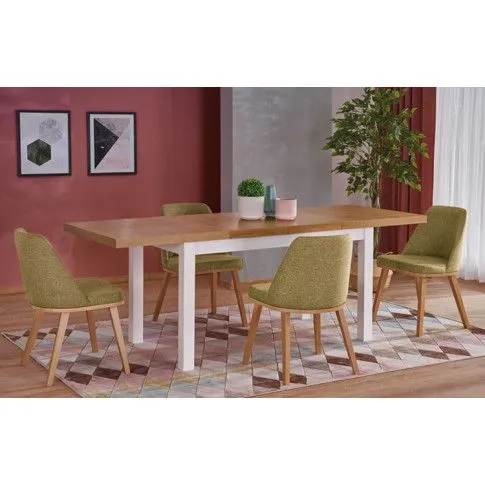 Szczegółowe zdjęcie nr 4 produktu Skandynawski stół rozkładany Saofo 2X - dąb riviera + biały