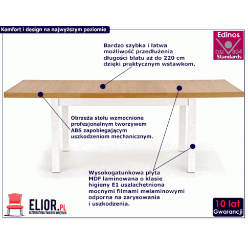 Fotografia Skandynawski stół rozkładany Saofo 2X - dąb riviera + biały z kategorii Stoły