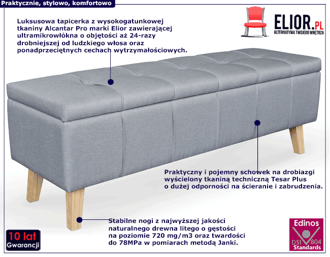 Ławka ze schowkiem Orsa jasny popiel