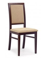 Drewniane krzesło tapicerowane Prince - Ciemny orzech + beż w sklepie Edinos.pl