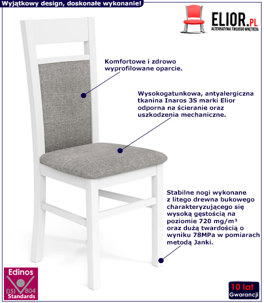 Białe drewniane krzesło Lettar