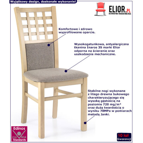 Fotografia Krzesło drewniane Eddie - Dąb sonoma z kategorii Krzesła drewniane
