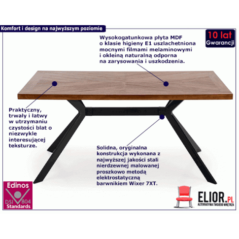 Fotografia Industrialny stół do salonu Frizio - orzechowy z kategorii Stoły