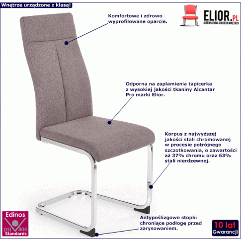 Fotografia Tapicerowane krzesło Ormond - popielate z kategorii Krzesła