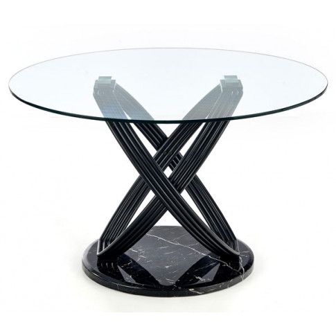 Szczegółowe zdjęcie nr 5 produktu Okrągły szklany stół do salonu Azis - czarny