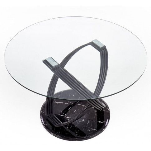 Szczegółowe zdjęcie nr 7 produktu Okrągły szklany stół do salonu Azis - czarny