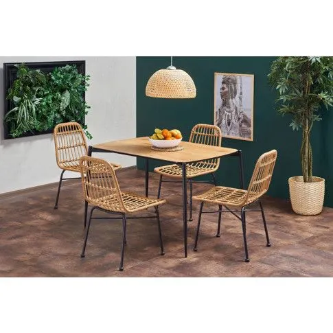 Szczegółowe zdjęcie nr 4 produktu Minimalistyczny stół Mira - dąb złoty