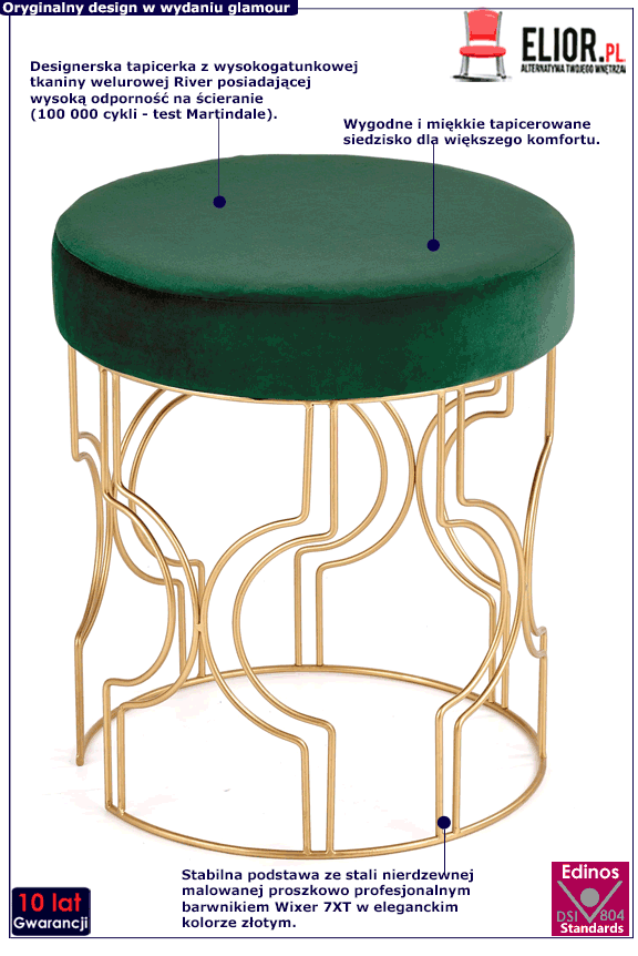 Zielona welurowa pufa Gammi