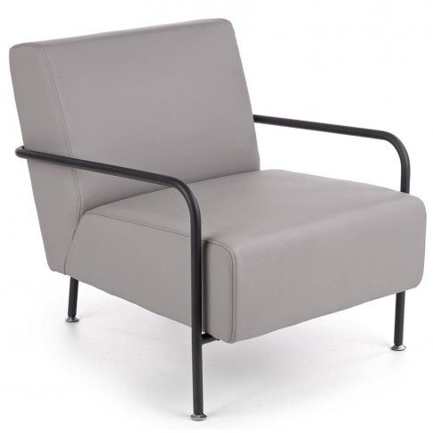 Zdjęcie produktu Skórzany popielaty fotel klubowy z podłokietnikami - Toro.