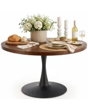 Nowoczesny okrągły stół orzech - Bolva w sklepie Edinos.pl