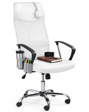 Biały obrotowy fotel biurowy do komputera - Ilumi w sklepie Edinos.pl