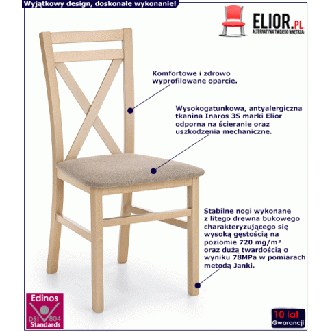 Fotografia Tapicerowane krzesło drewniane dąb sonoma - Stellar z kategorii Krzesła drewniane