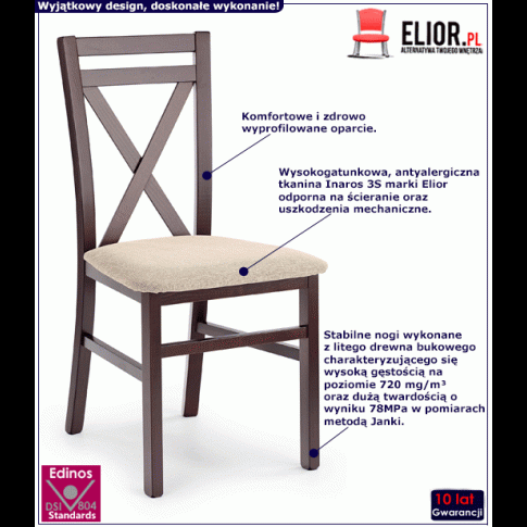 Fotografia Krzesło drewniane Stellar - ciemny orzech z kategorii Krzesła