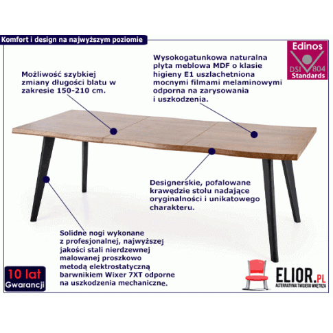 Fotografia Rozkładany stół minimalistyczny Perfos - dąb naturalny z kategorii Stoły