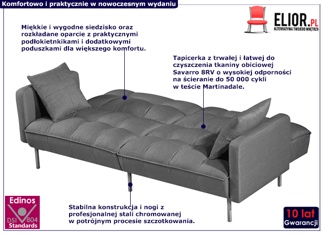 Popielata sofa Barton
