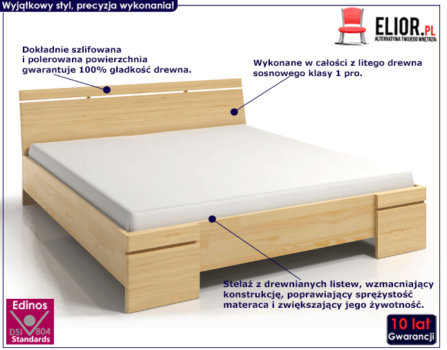 Drewniane wysokie łóżko skandynawskie Ventos 3X