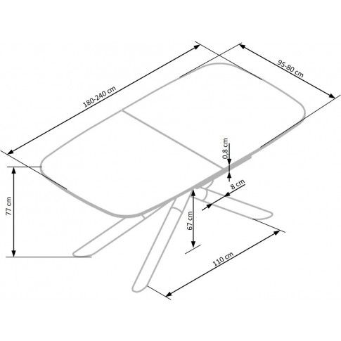 Szczegółowe zdjęcie nr 7 produktu Szklany stół rozkładany Bedix - ciemny popiel