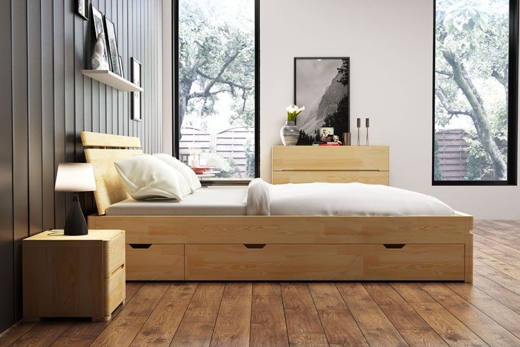 Łóżko z litego drewna z szufladami Ventos 5X