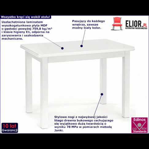 Fotografia Stół rozkładany Zofea - biały z kategorii Stoły