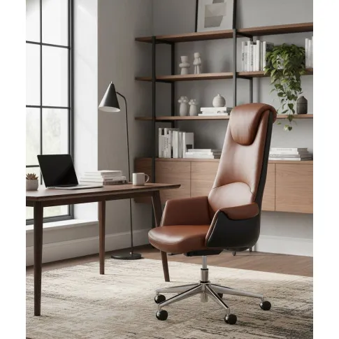 Fotografia Elegancki brązowy fotel obrotowy Bilton z kategorii Fotele obrotowe