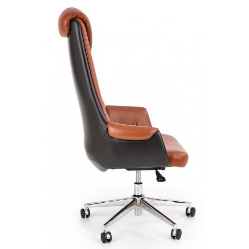 Szczegółowe zdjęcie nr 4 produktu Elegancki brązowy fotel obrotowy Kazar 