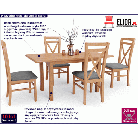 Fotografia Stół rozkładany Zofea - dąb kraft z kategorii Stoły