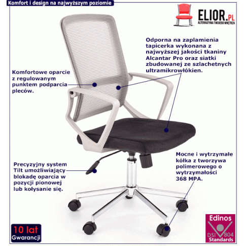 Fotografia Fotel obrotowy do komputera Talorn - popiel + czarny z kategorii Strona główna