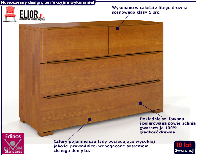 Drewniana komoda skandynawska z szufladami Ventos 3S