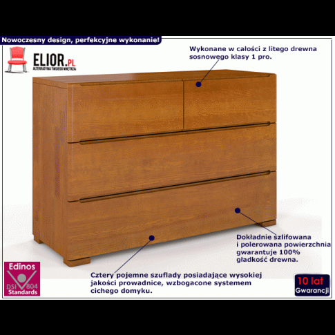 Fotografia Komoda drewniana 4 szuflady Ventos 3S - Orteo z kategorii Komody