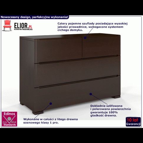 Fotografia Komoda drewniana 4 szuflady Ventos 3S - Palisander z kategorii Komody