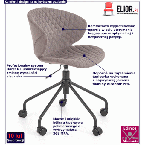 Fotografia Obrotowy fotel do biurka Wano - popiel z kategorii Pracownia i biuro