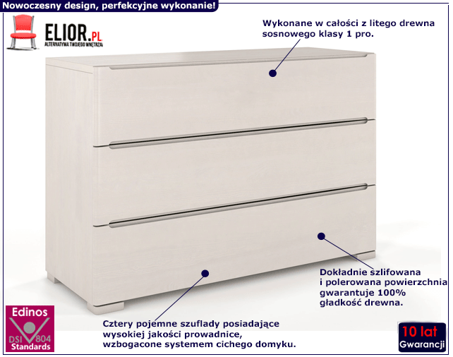 Drewniana skandynawska komoda z szufladami Inca 2S