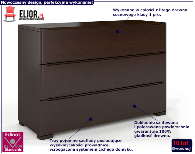 Produkt Komoda drewniana 3 szuflady Ventos 2S - Palisander