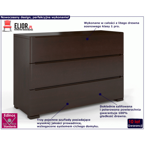 Fotografia Komoda drewniana 3 szuflady Ventos 2S - Palisander z kategorii Komody