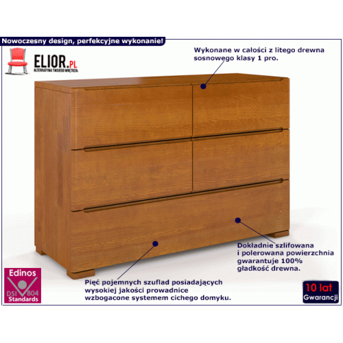 Fotografia Komoda drewniana 5 szuflad Ventos 4S - Orteo z kategorii Komody