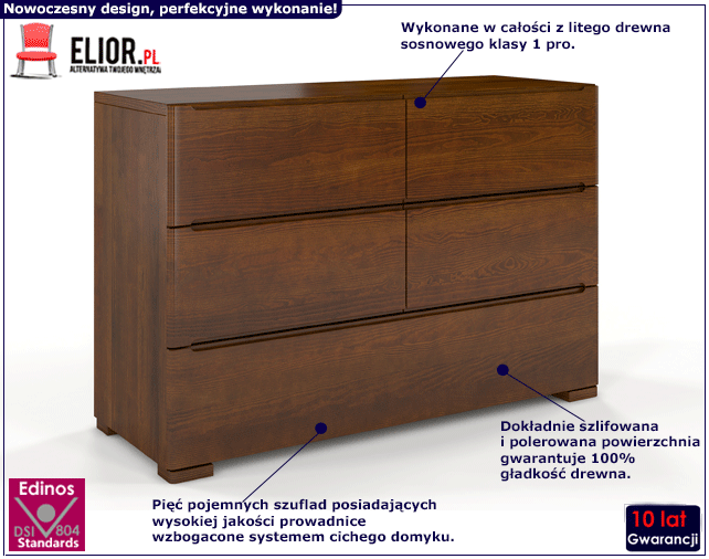 Drewniana skandynawska komoda z szufladami Inca 4S